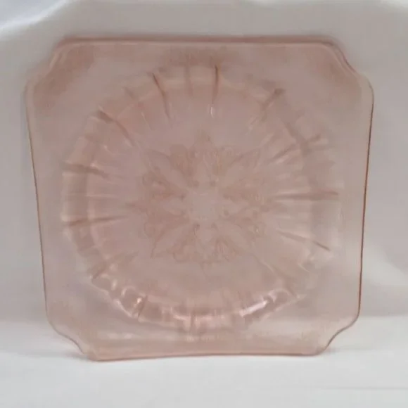 Jeannette Depression Glass Pink ADAM 7 1/2 Inch Square Salad or Lunch Plate - Picture 3 of 4